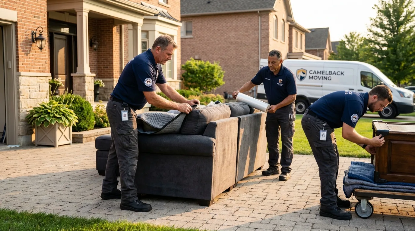 Large estate moving crew wrapping furniture in Sutton, WV