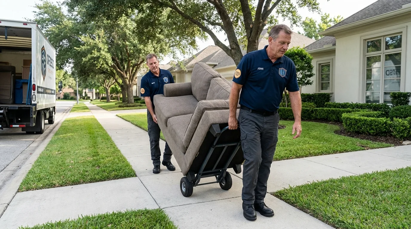 Local residential moving crew loading furniture in Sutton, WV